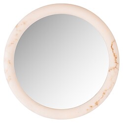 Strak rond design spiegel met marmeren rand, geschikt voor in de woonkamer of slaapkamer, biedt elegante uitstraling en functionele spiegelruimte. Perfect voor modern en klassiek interieur.