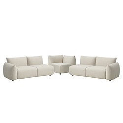 Luxe witte moderne hoekbank en ottomans van Mokana Meubelen, eigentijds design, comfortabel en stijlvol voor woonkamer inrichting.