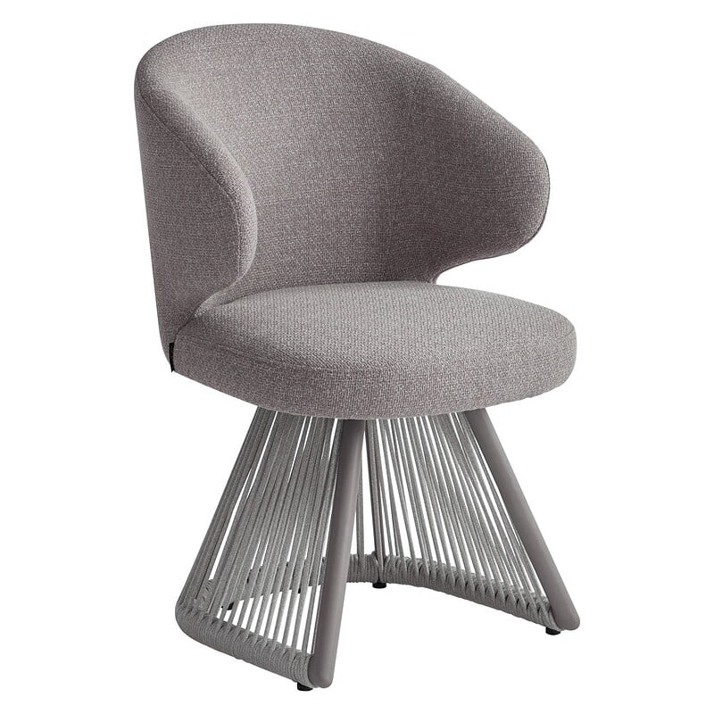 Elegante moderne fauteuil met zachte bekleding en uniek design, perfect voor luxe interieur en comfortabele zithoek.
