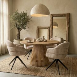 Eetkamerstoel Bella | Beige | Poot Black | Met armleuning