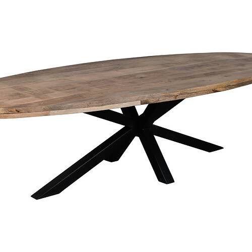 82021 1 Eetkamertafel Mango Ovaal Naturel 8 | Heb je wel eens door de ramen naar prachtig ingerichte woonkamers in Nederland gekeken? Een salontafel versierd met bloemen staat voor een gezellige en aantrekkelijke bank, daarachter zie je een eettafel voor gezellige bijeenkomsten en in de vensterbank staan smaakvolle vazen. Unieke eettafel van massief eikenhout met zwart metalen onderstel, modern en rustiek ontwerp, perfect voor een stijlvolle eethoek of vergaderruimte.