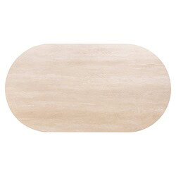 Zachte beige marmeren salontafel met afgeronde vormen, perfect voor een moderne en elegante woonkamer.