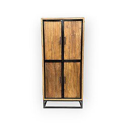 Houten industriële kast met zwart metalen frame, geschikt voor modern en stoer interieur.