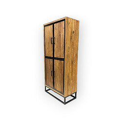 Robuuste industriële houten garderobekast met zwart metalen frame, perfect voor een stoer interieur en opslagruimte. Hoge kwaliteit meubel van Mokana Meubelen.