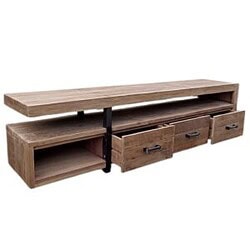 Elegante houten tv-meubel van Mokana Meubelen met open en gesloten opbergruimte, perfect voor modern interieur.