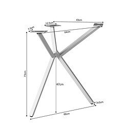1. Industrieel metalen tafelonderstel met afmetingen voor meubelprojecten en maatwerk.