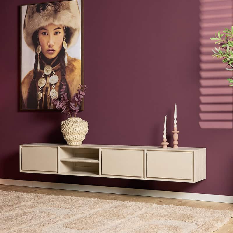 Elegante wandkast met moderne ontwerpen, op maat gemaakt van hoogwaardige materialen voor een stijlvolle woonkamer.