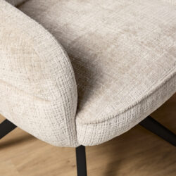 Eetkamerstoel Bella | Off White | Poot Black | Met armleuning