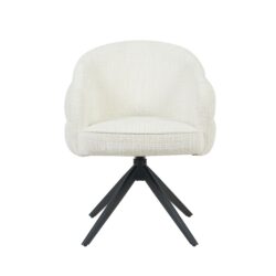 Eetkamerstoel Bella | Off White | Poot Black | Met armleuning