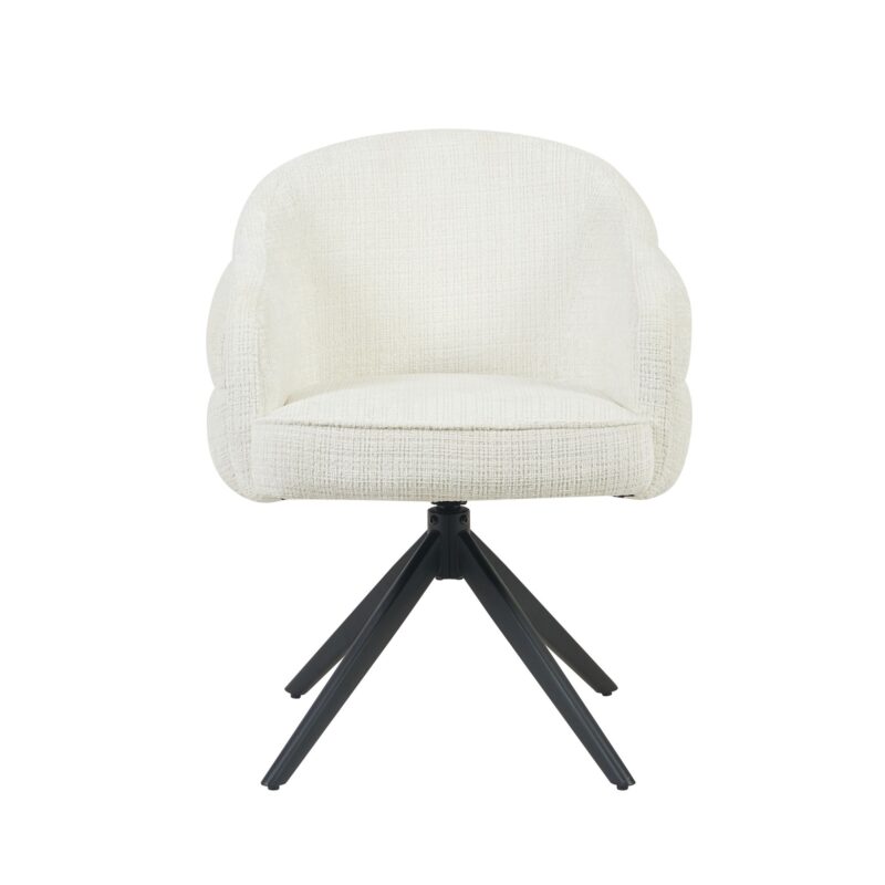 Eetkamerstoel Bella | Off White | Poot Black | Met armleuning