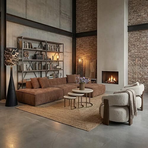 Hoekbank Cannon van het Anker in zachte Be Cotton stof met bijpassende Japandi fauteuils Bocks