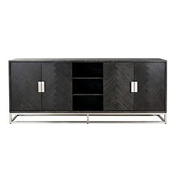 21e eeuwse zwarte houten tv-meubel met metalen voet, modern en stijlvol design, perfect voor entertainment en opbergruimte in je woonkamer.