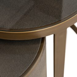Bijzettafel Bloomville brass shagreen incl. glass (Set of 2)