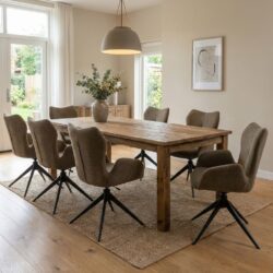 Eetkamertafel brent oud hout