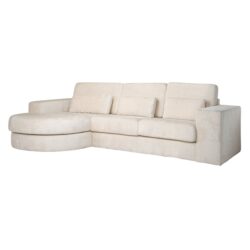 FELIX-2.5ARLCHRL.E338-4 Bank Felix white chenille 2,5-seater + lounge round left