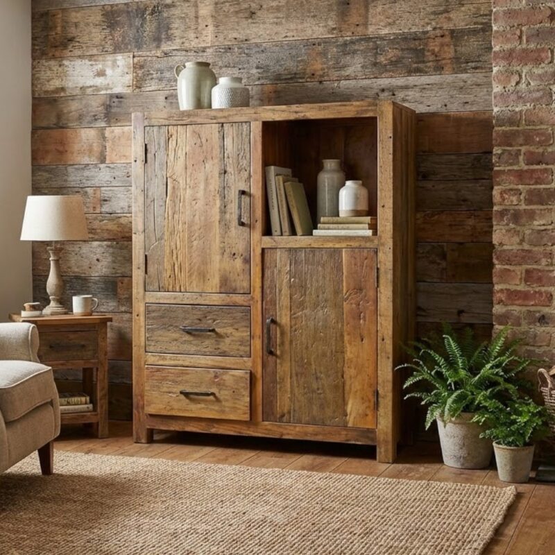 Kabinet brent 120cm oud hout