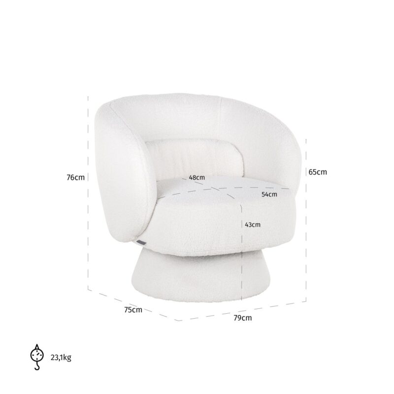 S4565_WHITE_FURRY_6 Lounge stoel Senna white furry swivel