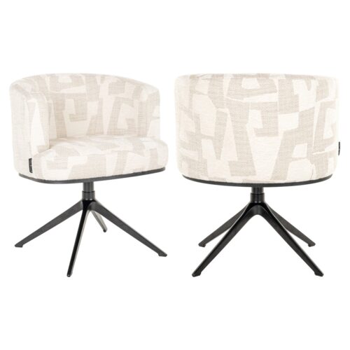 Eetkamerstoel Cheyenne beige graffic swivel