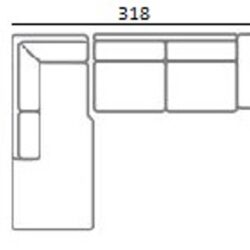 Bank Lund cream fusion 3-seater + ottoman left