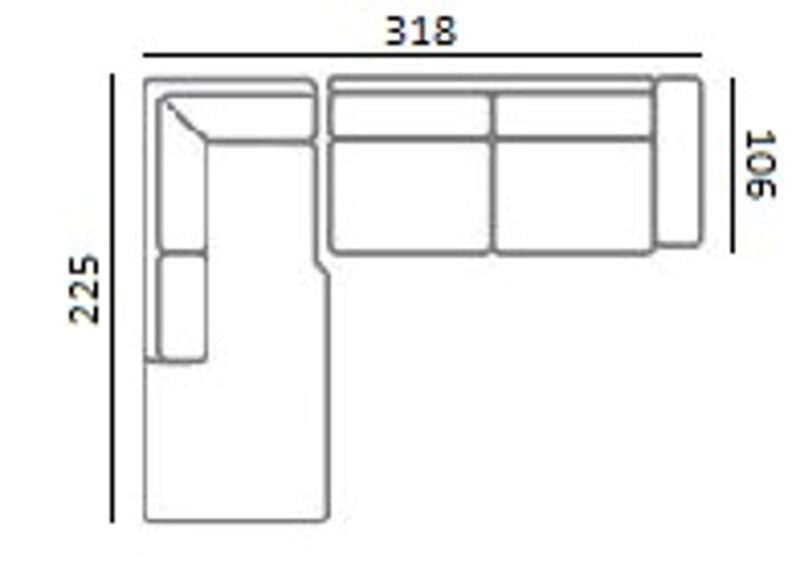 Bank Lund cream fusion 3-seater + ottoman left