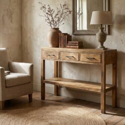 Sidetable brent 110cm oud hout