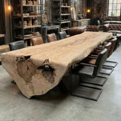 Unieke boomstamtafel Tamarindehout met uniek doorlopend blad waterval