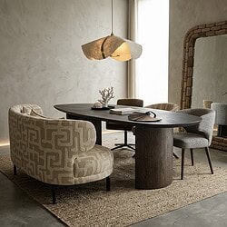 Eettafel Nout van massief eikenhout met 30+ kleuren en onderstellen, perfect voor moderne eetkamers.