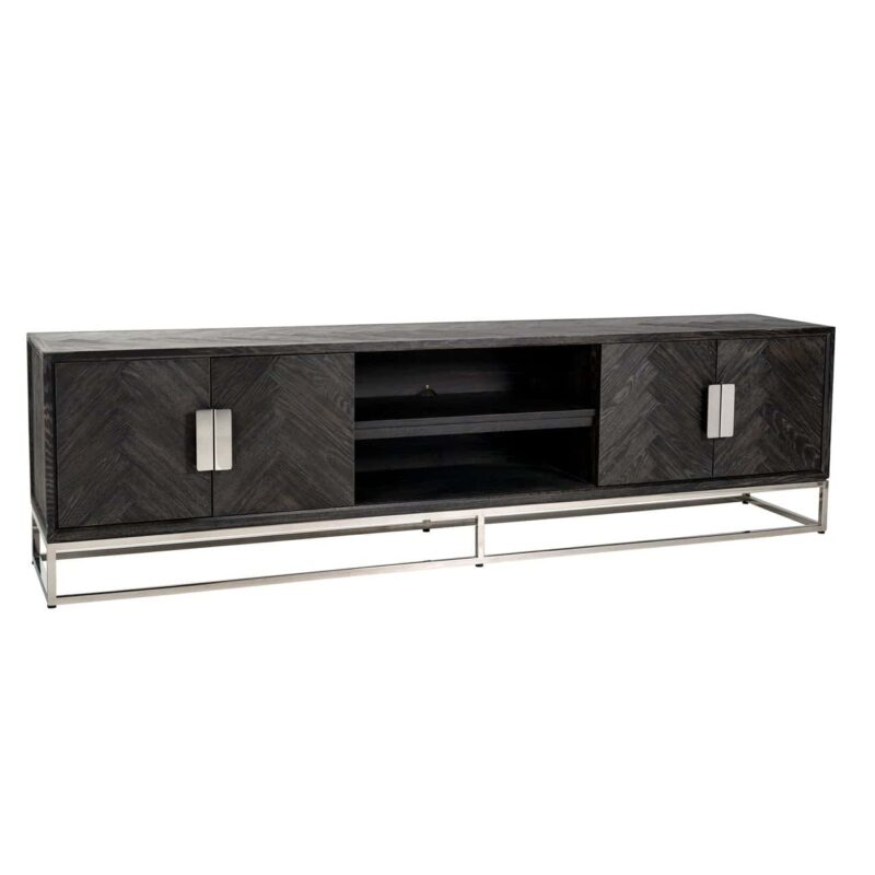 Detail van de zwarte TV-dressoir Blackbone