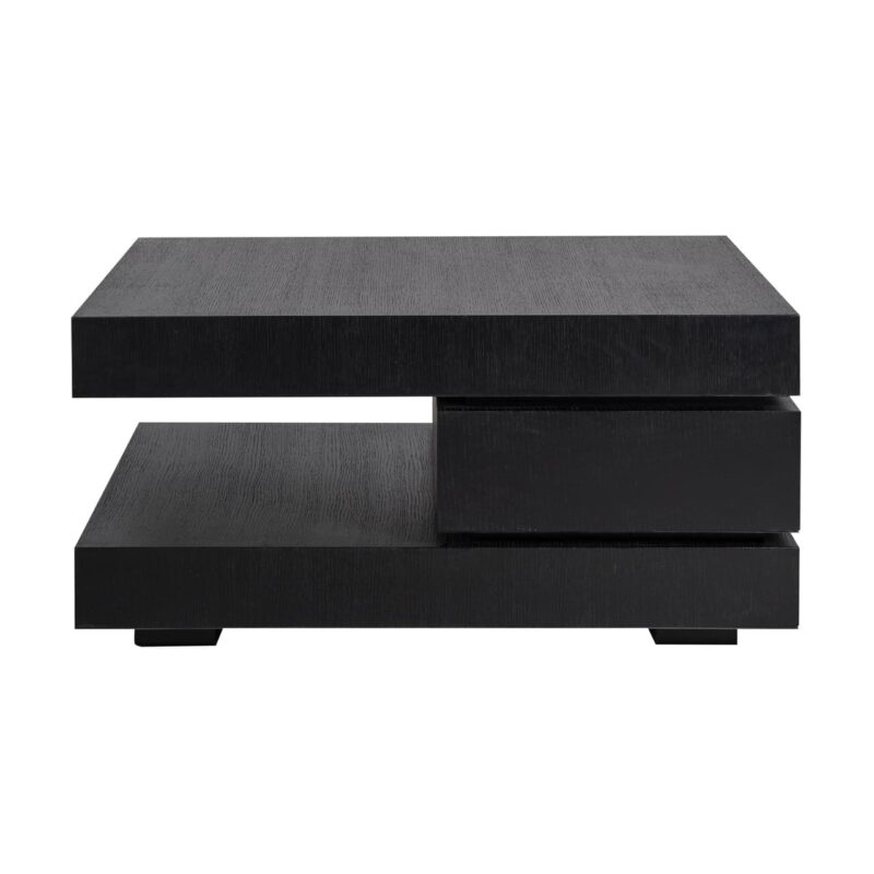 Salontafel Oakura black 90x90 vanaf boven, afmetingen en materiaal