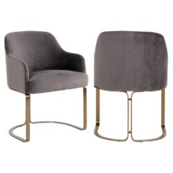 Detail goudkleurige armleuning eetkamerstoel Hadley stone velvet