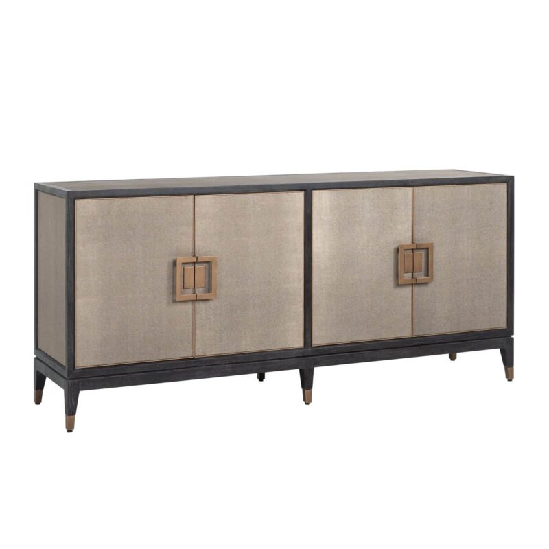 Dressoir Bloomville brass shagreen, luxe collectie met segrijn en mat gouden details