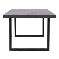 Textuur van zwarte eettafel Blax black 200, eiken fineer en ijzer