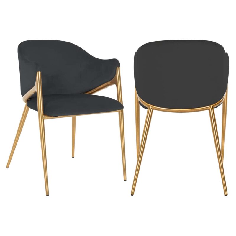 Detail van eetkamerstoel Gwen quartz anthracite fire retardant grijs polyester