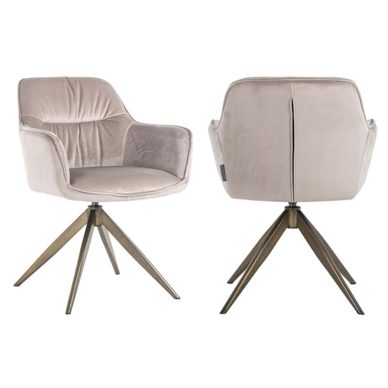 Eetkamerstoel Aline khaki velvet swivel fire retardant