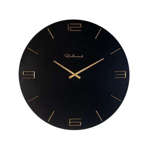 Detail der Byram-Uhr in Schwarz-Gold, MDF und Messing