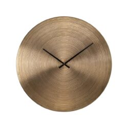 Detaillering van de goudkleurige klok Aden met zwartkleurige wijzers