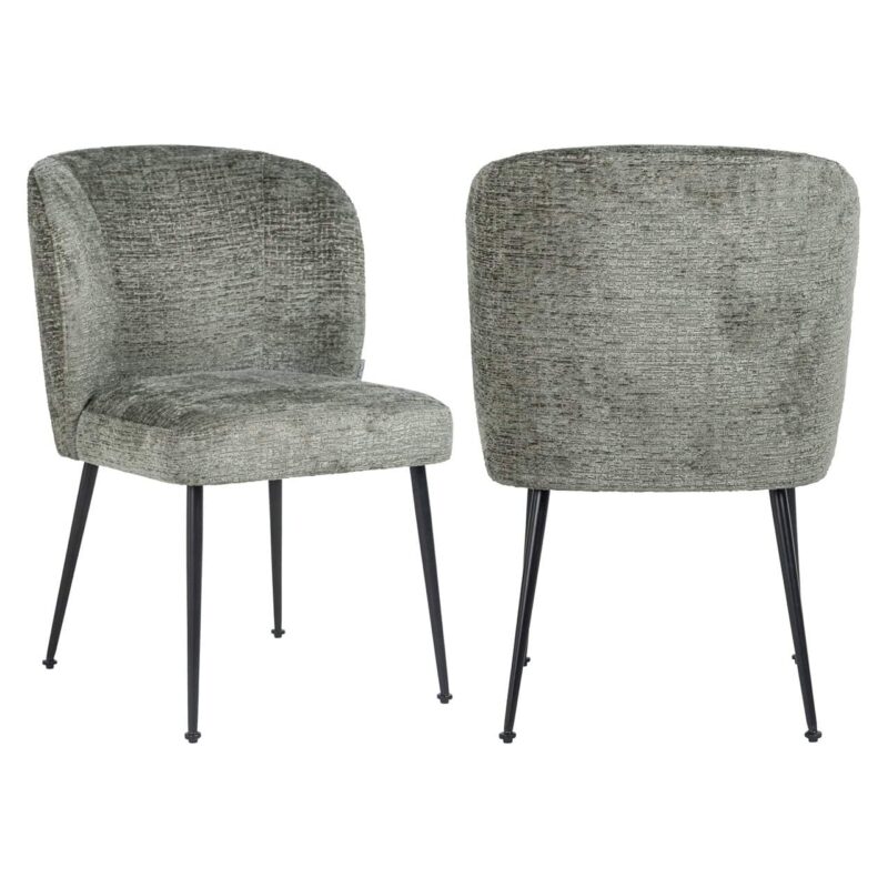 Detail van fluwelen bekleding eetkamerstoel Fallon thyme fusion