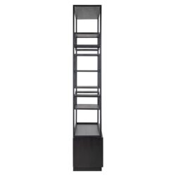 Wandkast Bonvoy zwart in interieur, eikenfineer, moderne woonkamer