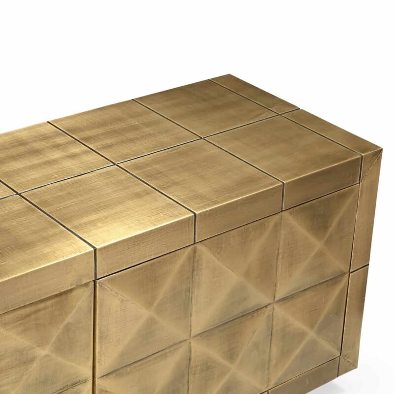 Perspectief van het Collada TV-meubel vanaf boven, met piramide motief