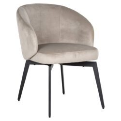 Khaki velvet stof van de Amphara eetkamerstoel