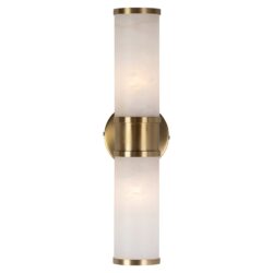 Detail van de wandlamp Charlize goud met witte rand