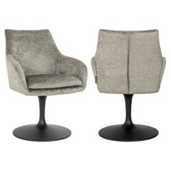 Detail van de armleuning van de eetkamerstoel Marlon thyme fusion swivel