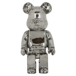Textuur van decoratief object Bear silver small, polyresin en handgesneden mozaïek