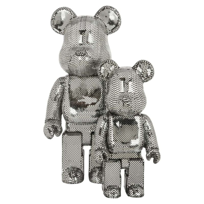 Decoratief object Bear silver small, detail van de afmetingen 25,5 x 32,5 x 70 cm