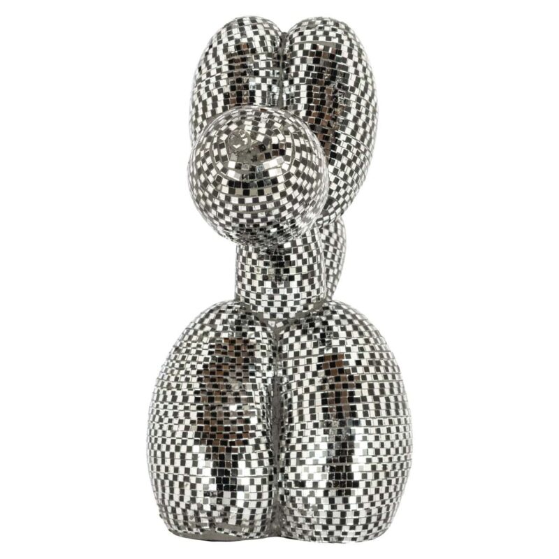 Decoratief hondobject in zilver op een witte achtergrond