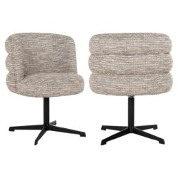 Detail beige coco stof eetkamerstoel Alexander Jones