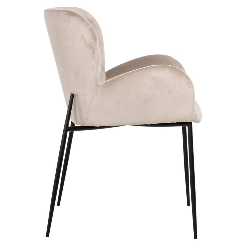 Eetkamerstoel Amber khaki velvet fire retardant in interieur