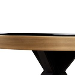 Bloomville eettafel met glazen top en zwarte ijzeren poten