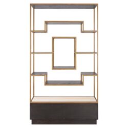 Wandkast Claremont brown in interieur, eikenfineer en ijzer