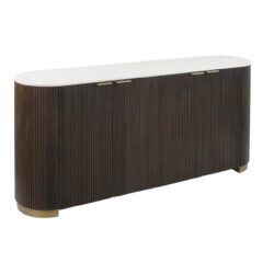 Mayfield dressoir, bruin-wit, mangohout-marmer-metaal, elegante interieurstijl